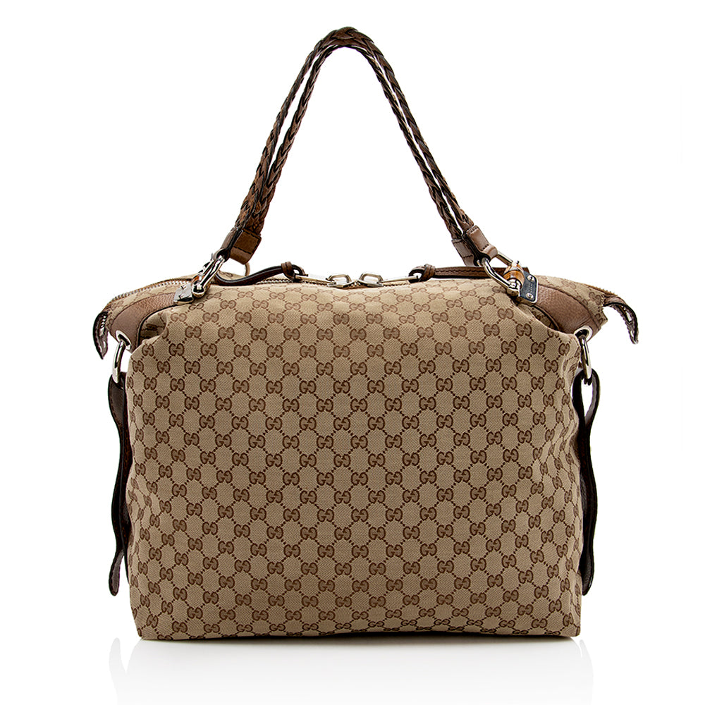 Gucci GG Canvas Bamboo Bar Large Tote - FINAL SALE - Handbags