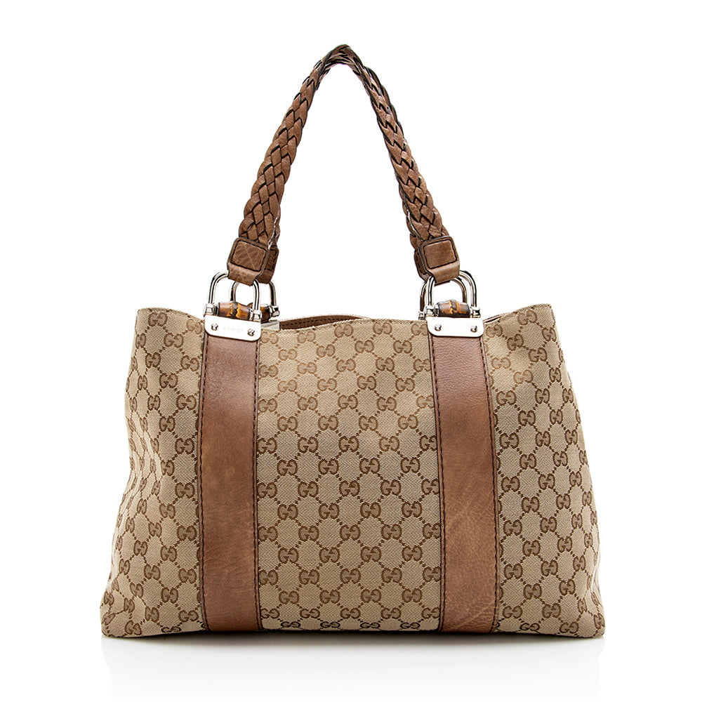 Gucci GG Canvas Bamboo Bar Medium Tote - FINAL SALE - Handbags
