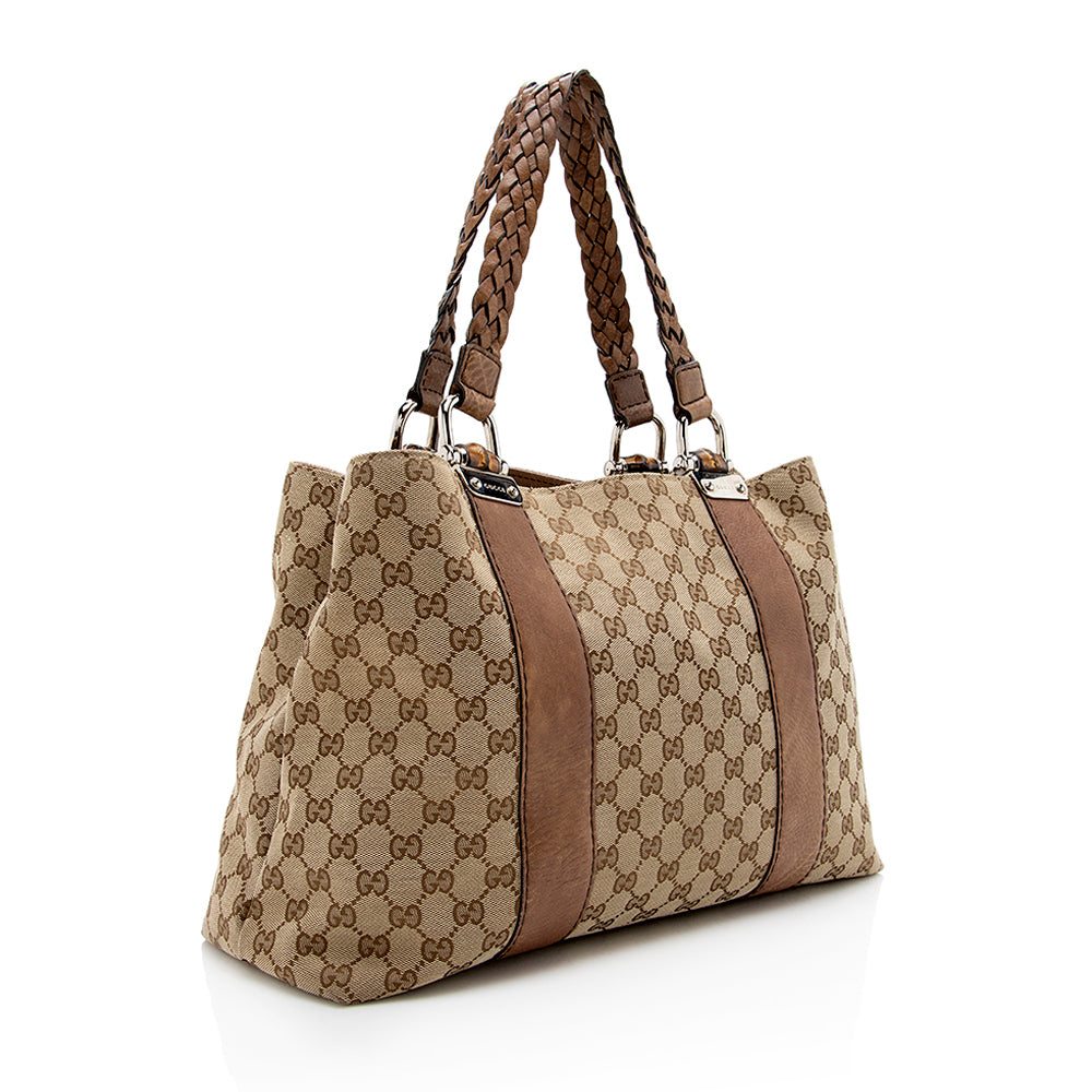 Gucci GG Canvas Bamboo Bar Medium Tote - FINAL SALE - Handbags