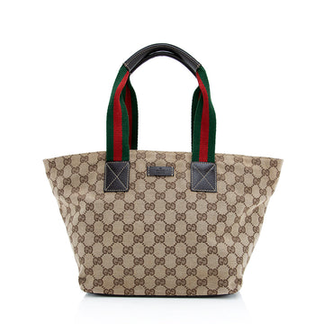 Gucci GG Canvas Web Small Tote - Handbags