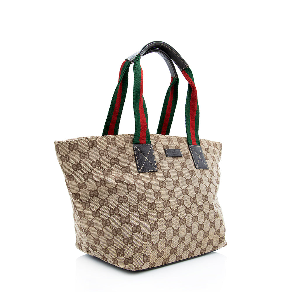 Gucci GG Canvas Web Small Tote - Handbags