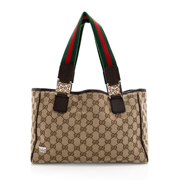 Gucci GG Canvas Web Tote - Handbags