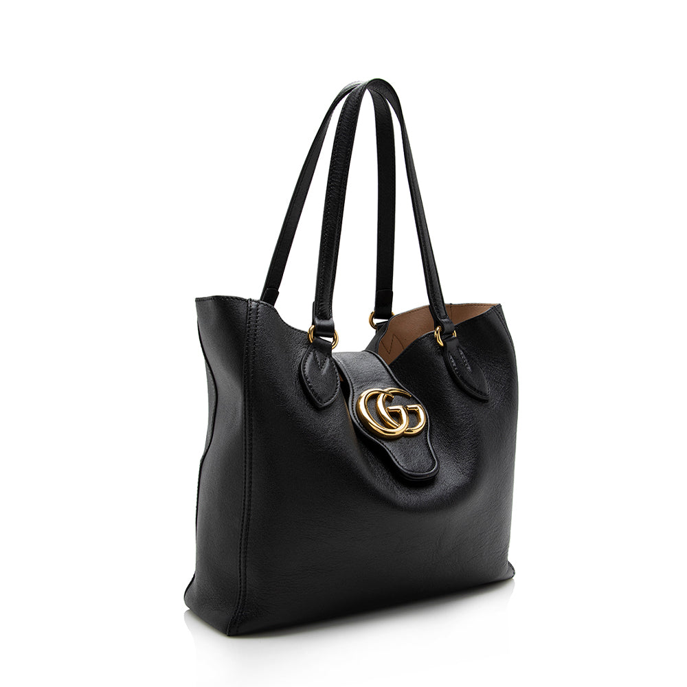 Gucci Leather Double G Small Tote - Handbags