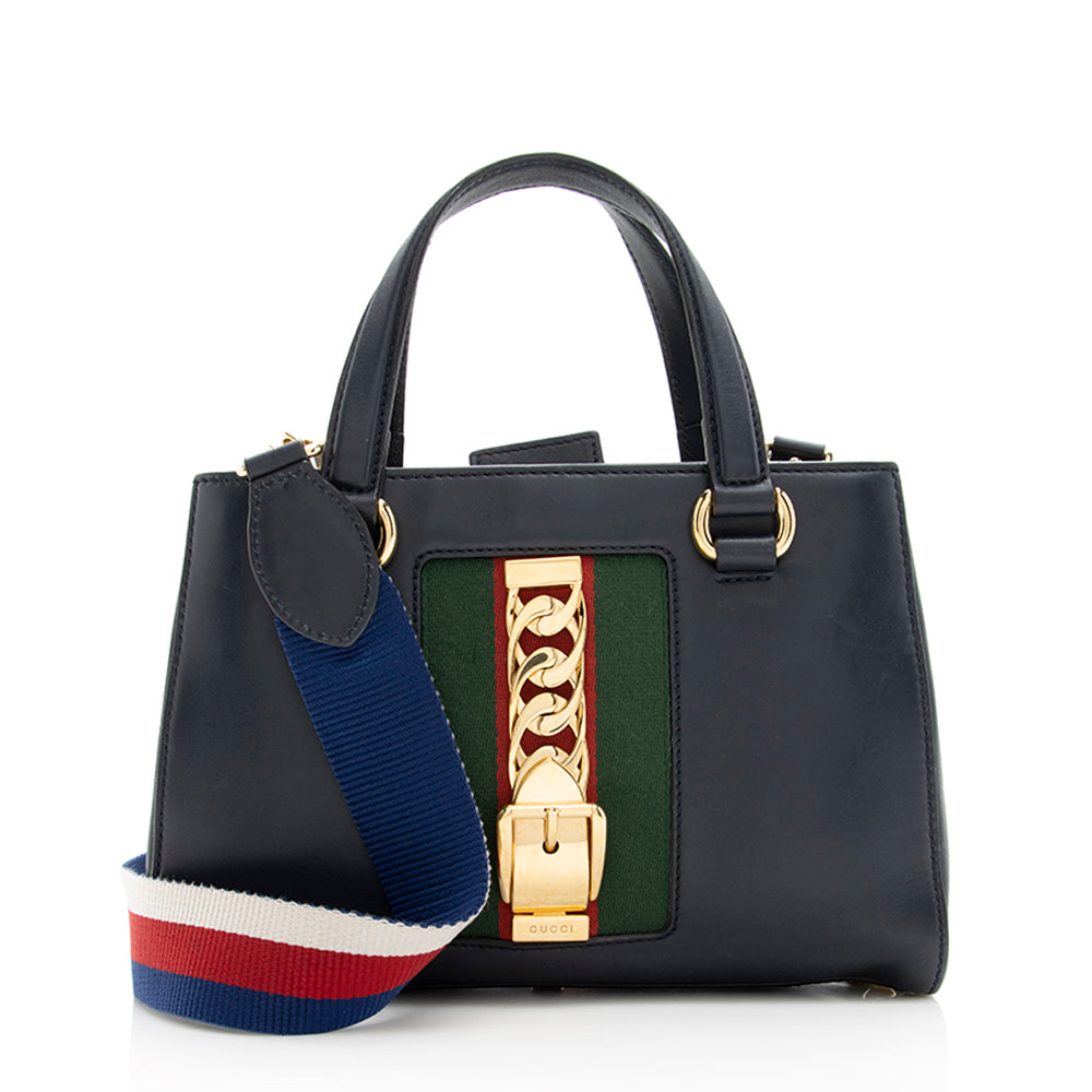 Gucci Leather Sylvie Top Handle Medium Tote - Handbags
