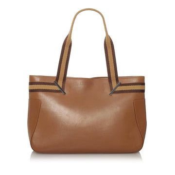 Gucci Web Leather Tote Bag - Handbags