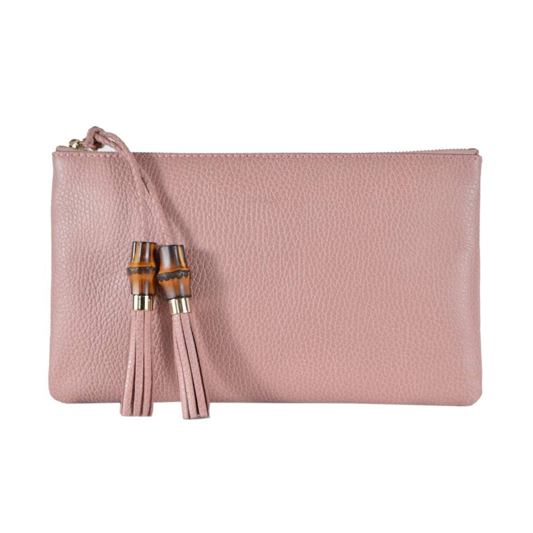 Gucci Zip Top Clutch Pouch with Bamboo Tassel Pull in Soft Pink - Handbag & Wallet Accessories
