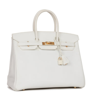 Hermes Birkin 35 White Epsom Gold Hardware