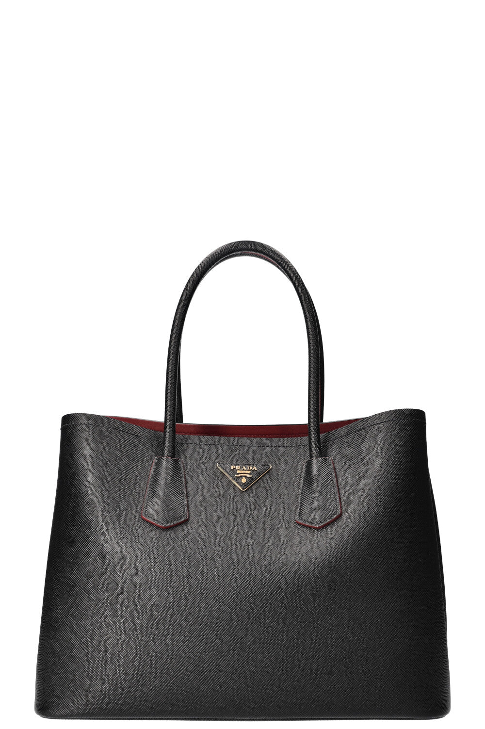 PRADA Large Double Tote Saffiano Black & Fiery Red - Handbag & Wallet Accessories