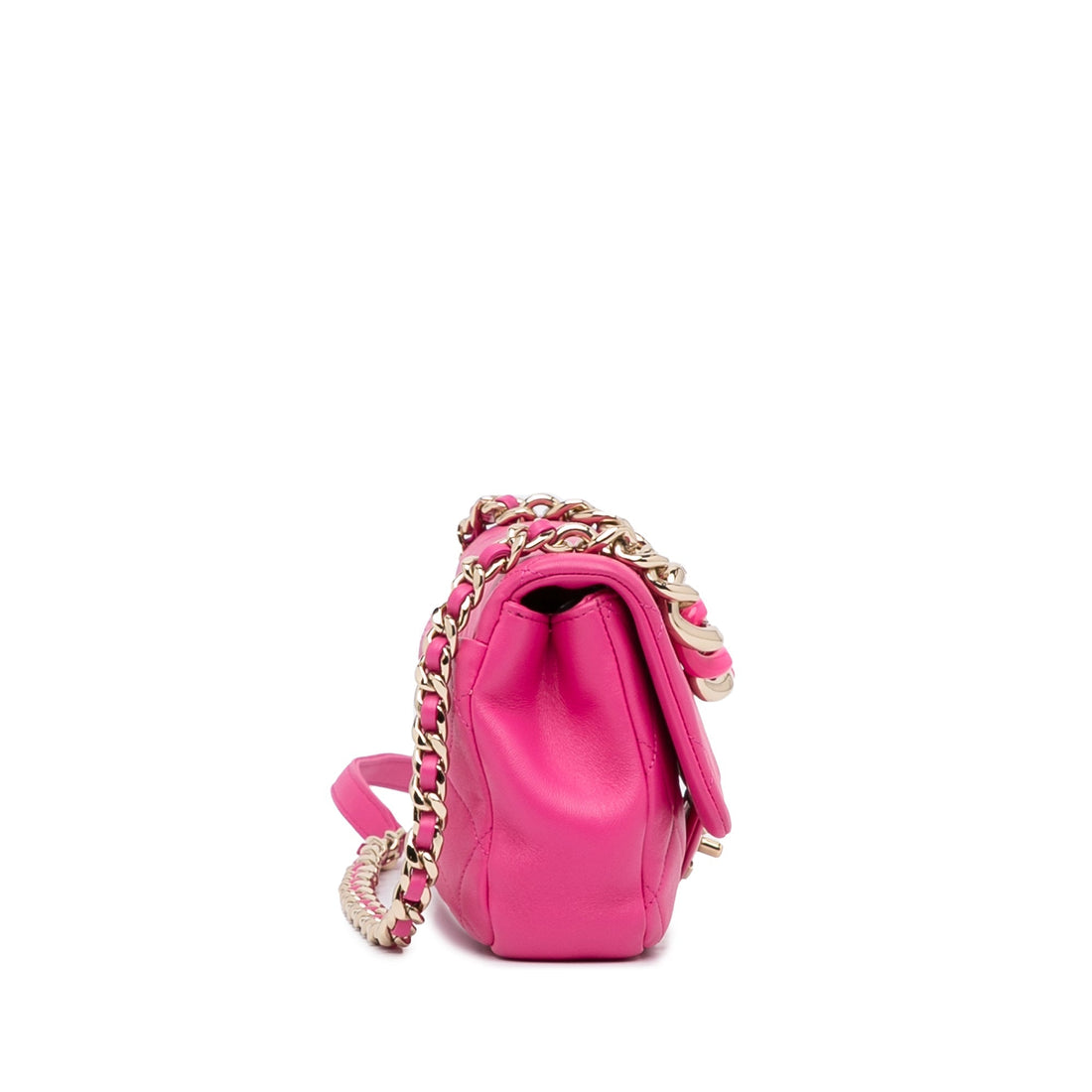 Chanel Classic Single Flap Mini Square Pink Lambskin Gold - Handtaschen