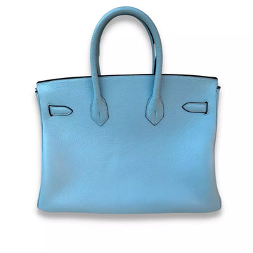 HERMÈS BIRKIN 35 J7 BLUE LIN TOGO LEATHER BAG
