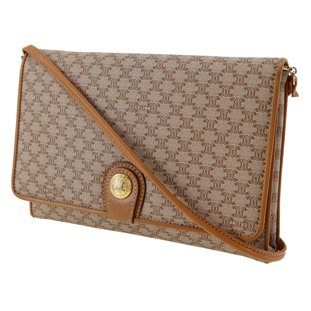 CELINE Shoulder Bag PVC, Leather beige 2-way clutch Macadam Old Celine Women Used - Bag