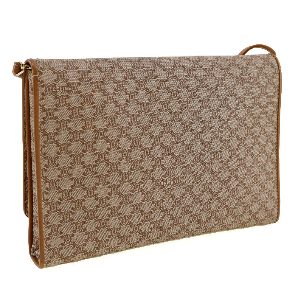 CELINE Shoulder Bag PVC, Leather beige 2-way clutch Macadam Old Celine Women Used - Bag