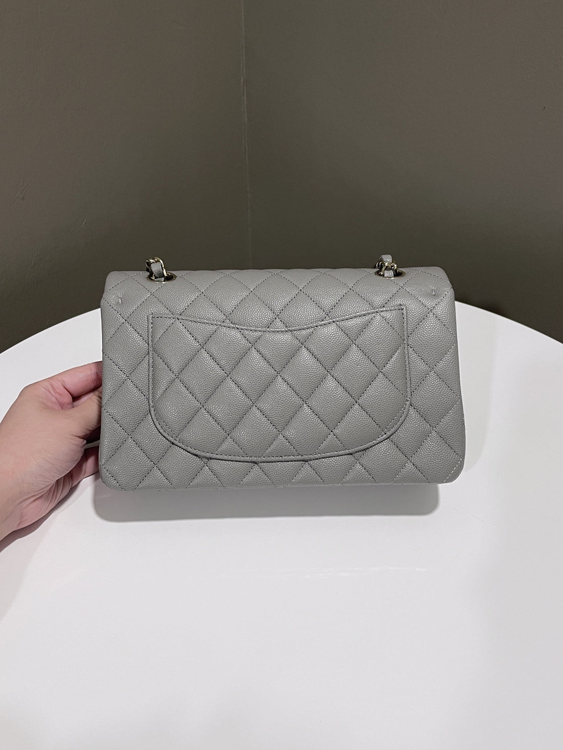 Chanel Classic Quilted Small Double Flap Grey Caviar - Bags
