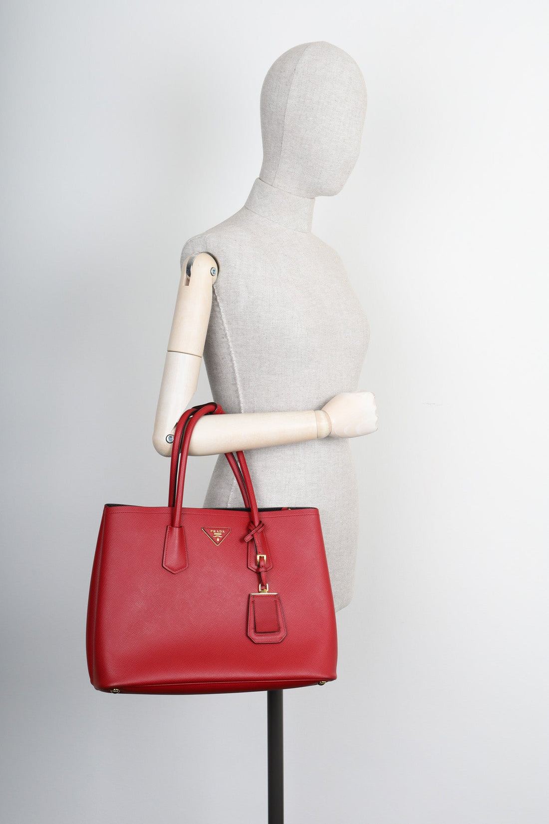 PRADA Large Double Tote Bag Saffiano Leather Red - Handbag & Wallet Accessories