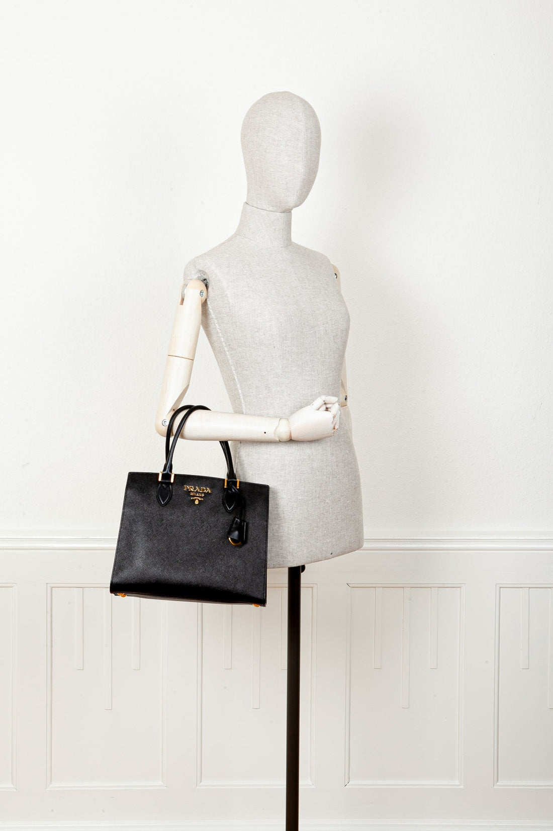 PRADA Convertible Open Tote Bag Saffiano Black - Handbag & Wallet Accessories