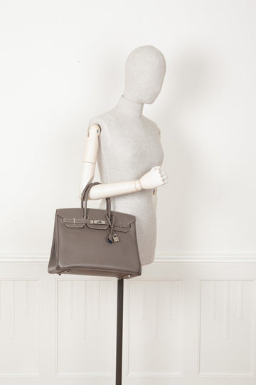HERMÈS Birkin 35 Verso Epsom Étain Bleu Agate