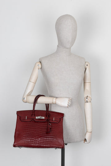 HERMÈS Birkin 35 Crocodile Porosus Matte Rouge H
