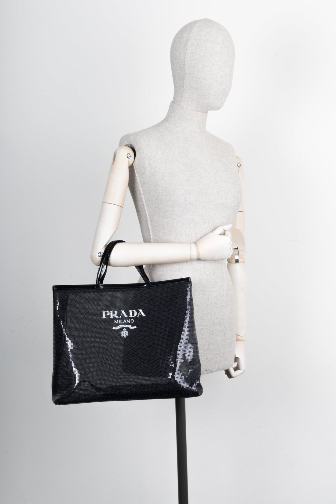 PRADA Tote Sequined Mesh Black - Handbag & Wallet Accessories