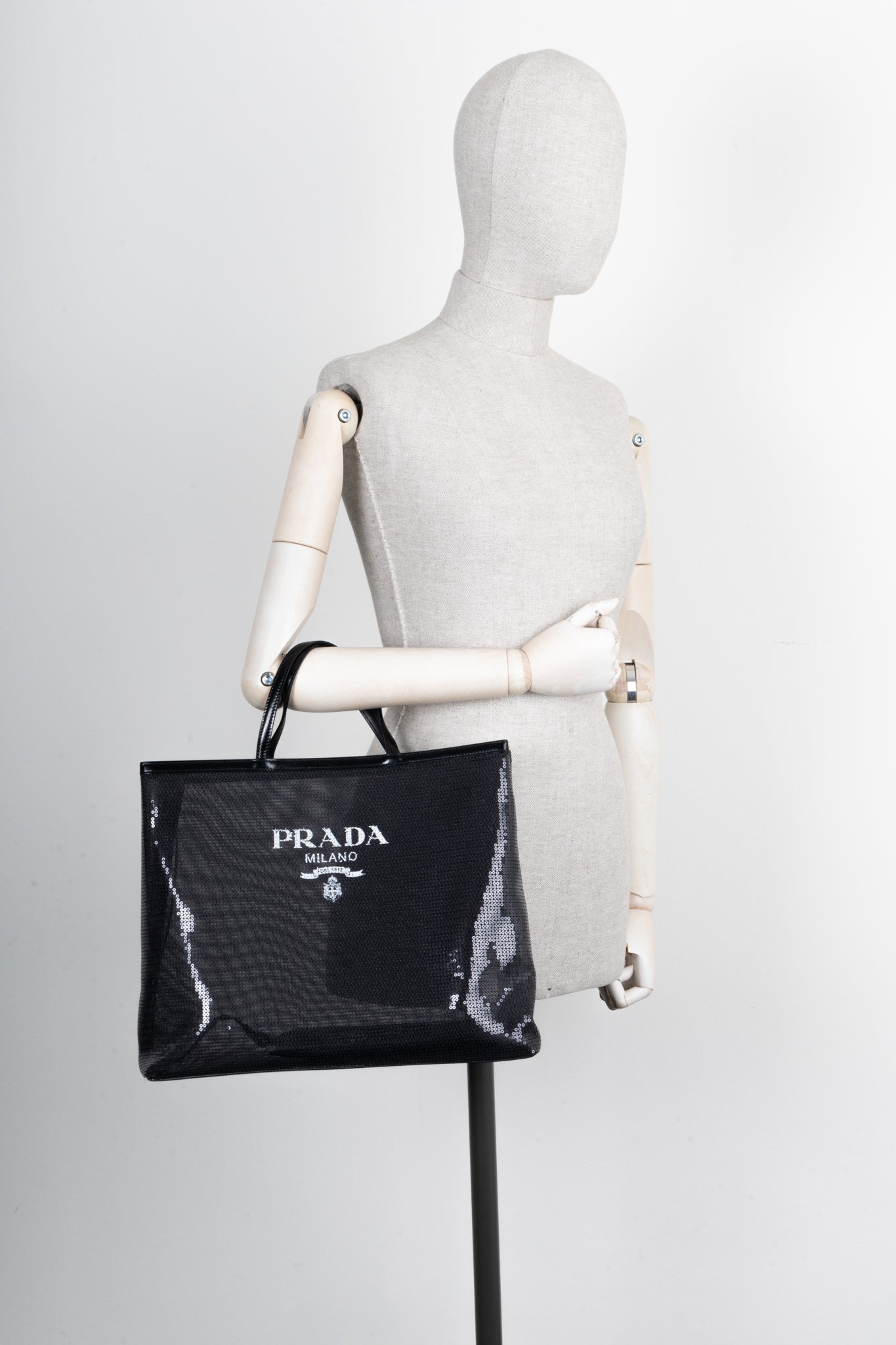 PRADA Tote Sequined Mesh Black - Handbag & Wallet Accessories - 2