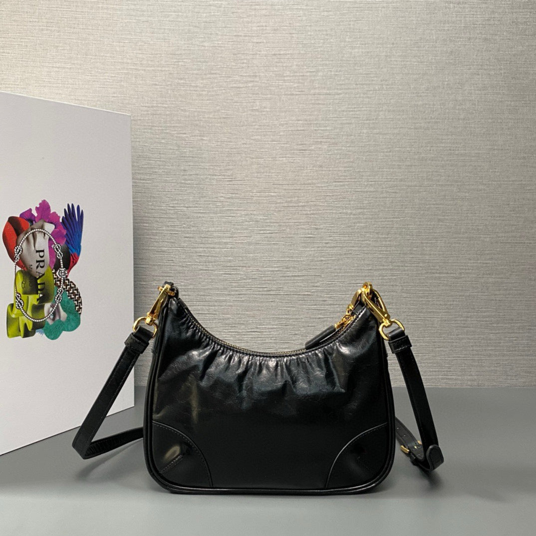 Pra Hobo Bag 22 cm Re-Edition 2005 schwarzes Kalbsleder