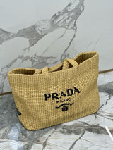 Prada Woven Tote Bag Beige Raffia