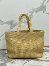 Prada Woven Tote Bag Beige Raffia