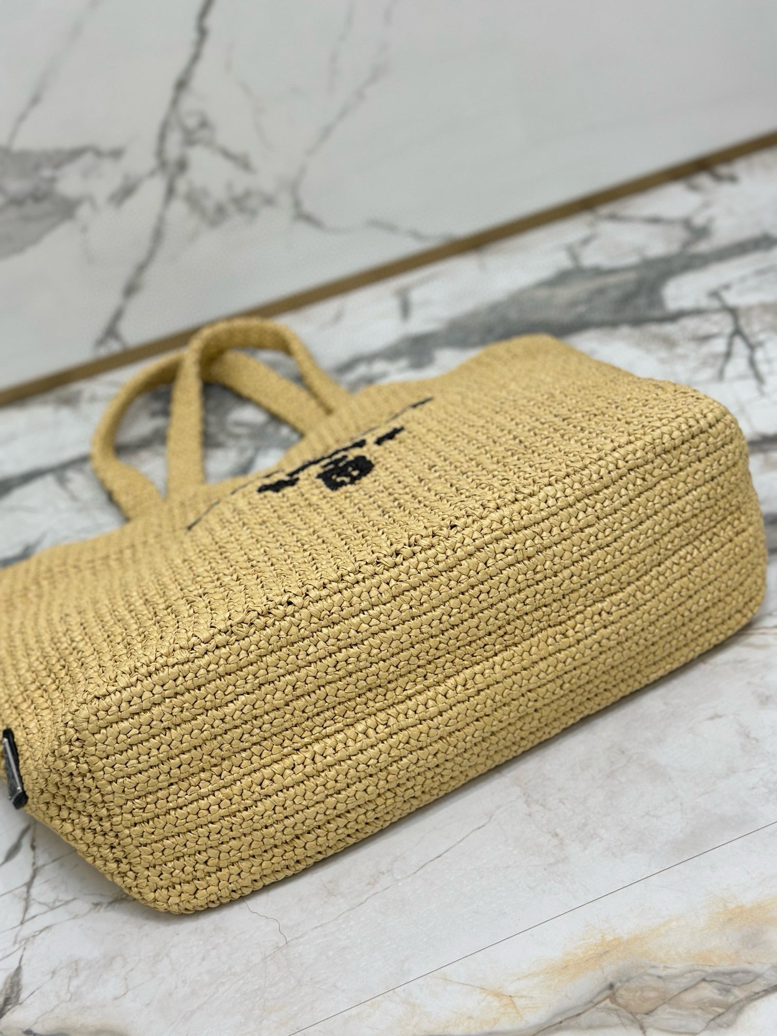Prada Woven Tote Bag Beige Raffia