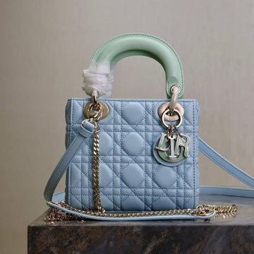 CD Mini Lady 17 Light Blue Mint Lambskin