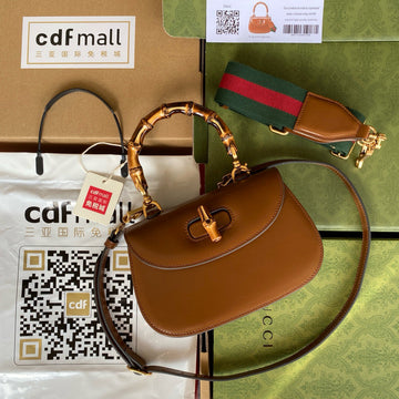 BAMBOO TOP HANDLE BAG 21 AUS BRAUNEM KALBSLEDER