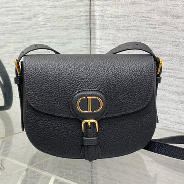 CD 25 MEDIUM BOBBY 22CM BLACK GRAINED CALFSKIN GOLD HARDWARE