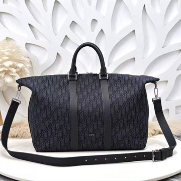 Weekender 40 Dior Oblique Jacquard  Black Grained Calfskin Frabic