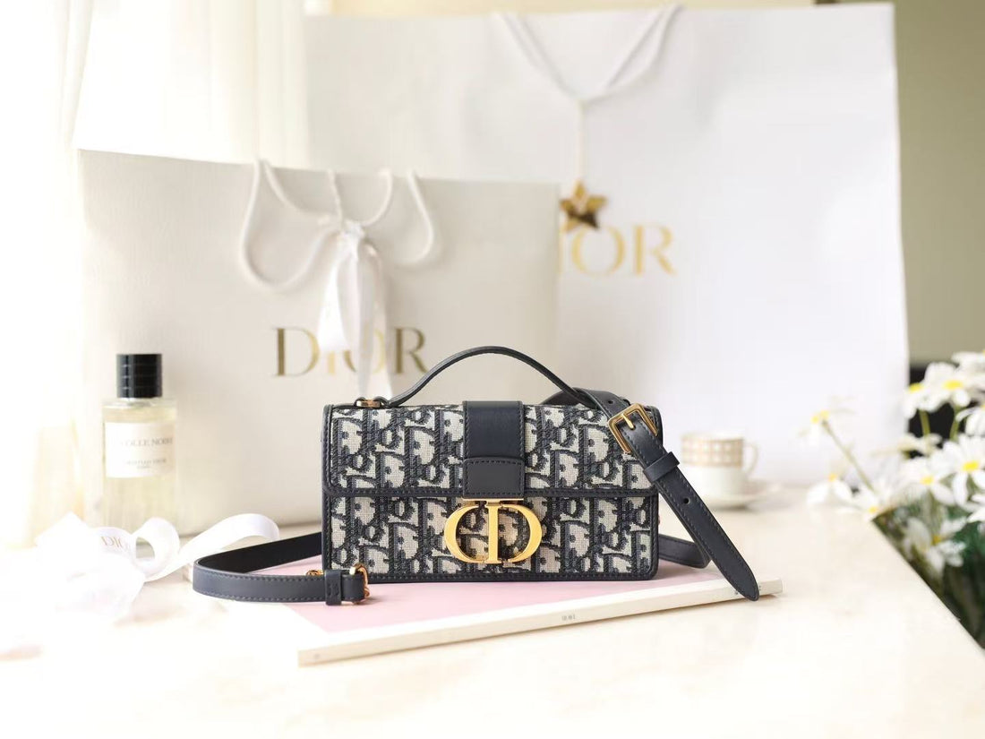 Dior Miss Montaigne Bag Black Canvas Calfskin