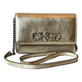 Jimmy Choo Kalina  Crossbody Clutch Bag Crystal Logo Metallic Gold - Handbags