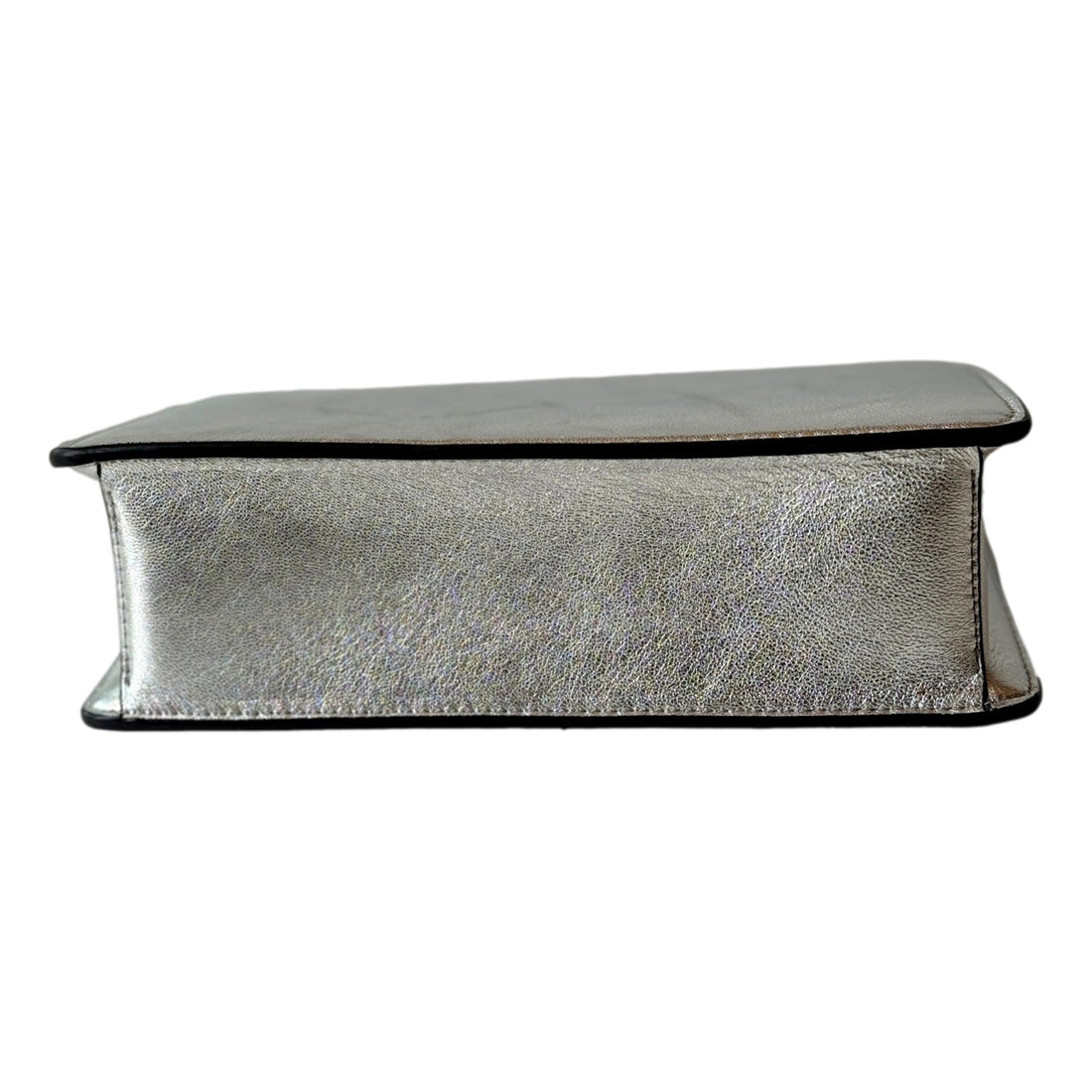 Jimmy Choo Kalina  Crossbody Clutch Bag Crystal Logo Metallic Silver - Handbags