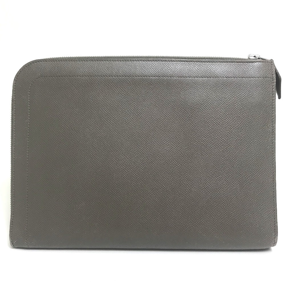 HERMES Clutch bag bag business bag L-shaped fastener Zip computer Epsom Gray unisex(Unisex) Used - Bag