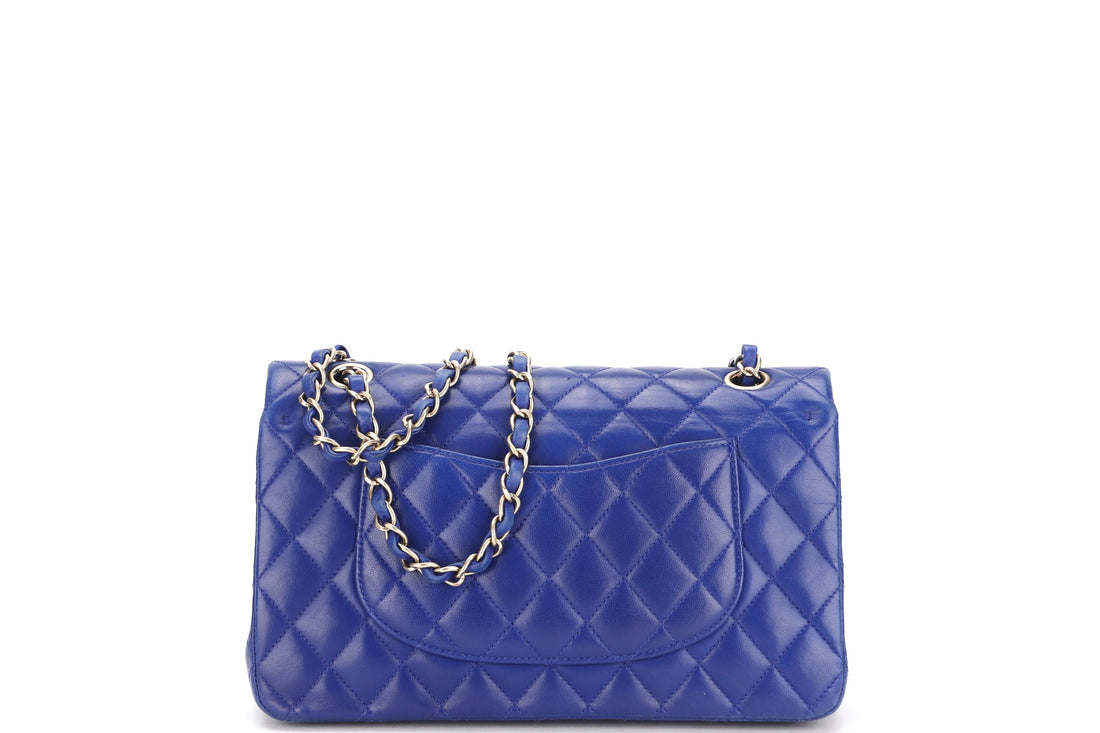 CHANEL CLASSIC DOUBLE FLAP (1813xxxx) MEDIUM BLUE LAMBSKIN LIGHT GOLD HARDWARE, WITH , NO DUST COVER - Bags
