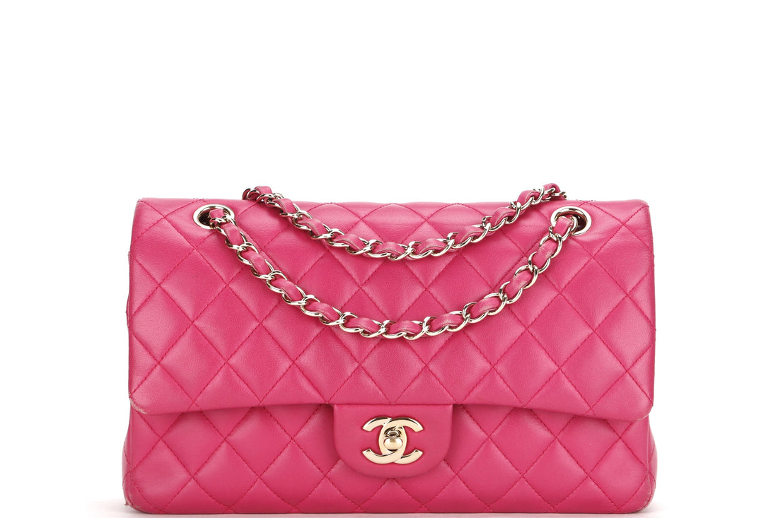 CHANEL CLASSIC DOUBLE FLAP (2214xxxx) MEDIUM PINK LAMBSKIN GOLD HARDWARE ,WITH , DUST COVER & BOX - Bags