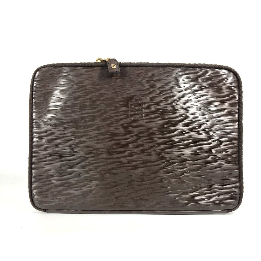 FENDI Clutch bag leather Brown vintage FF logo - Handbags, Wallets & Cases