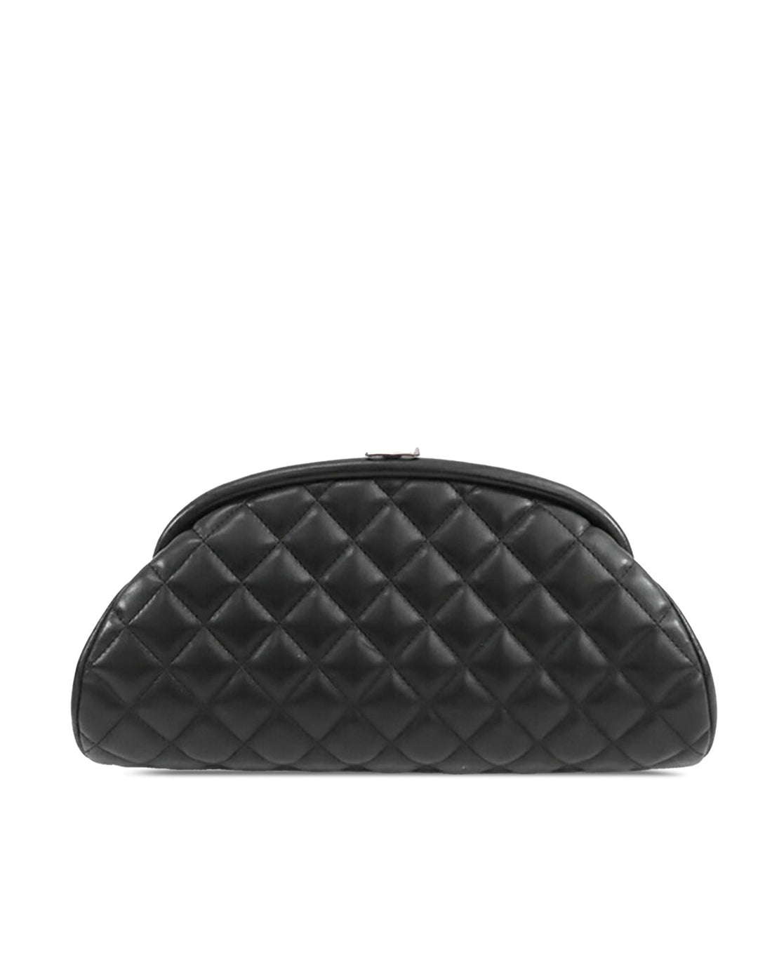 Quilted Lambskin Frame Clutch with Kiss Lock Closure - Handbag & Wallet Accessories