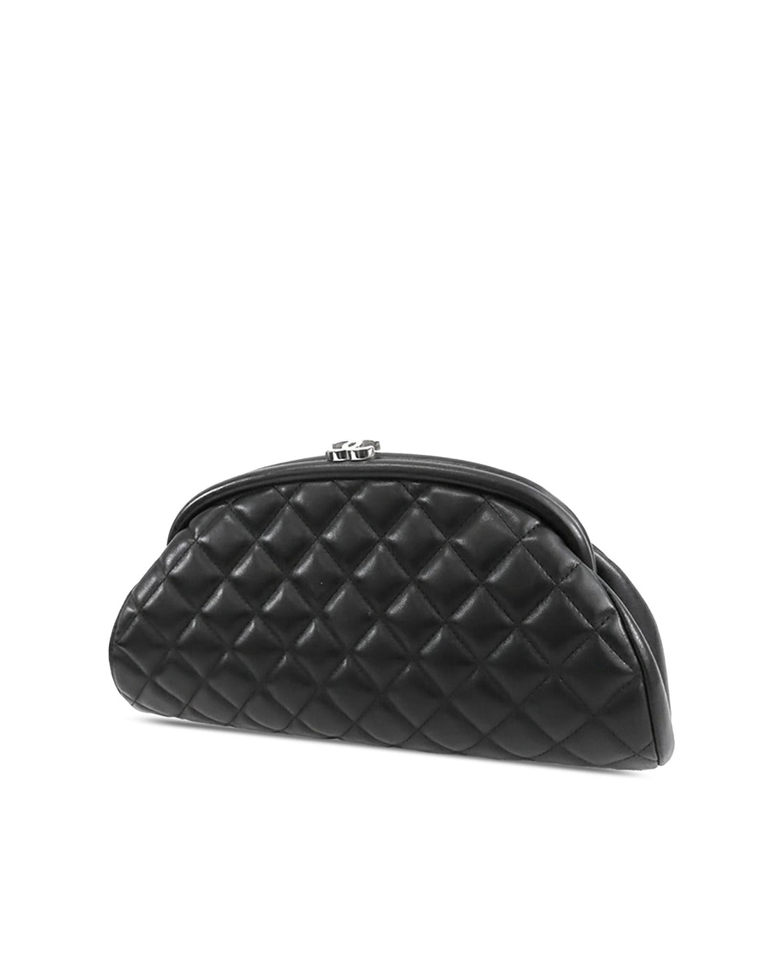 Quilted Lambskin Frame Clutch with Kiss Lock Closure - Handbag & Wallet Accessories