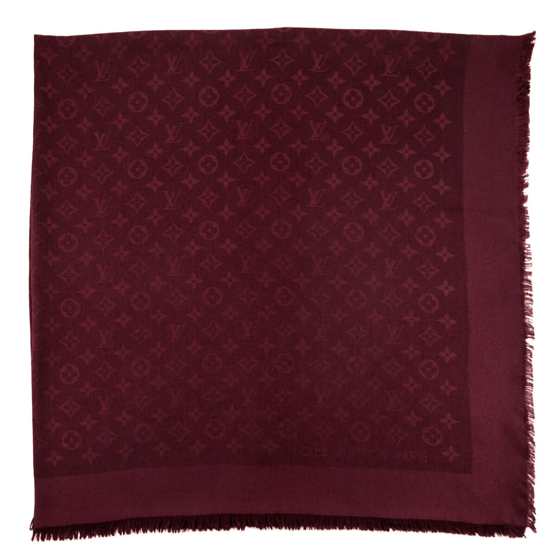 LV Burgundy Silk & Wool Monogram Classic Shawl - Handbags, Wallets & Cases