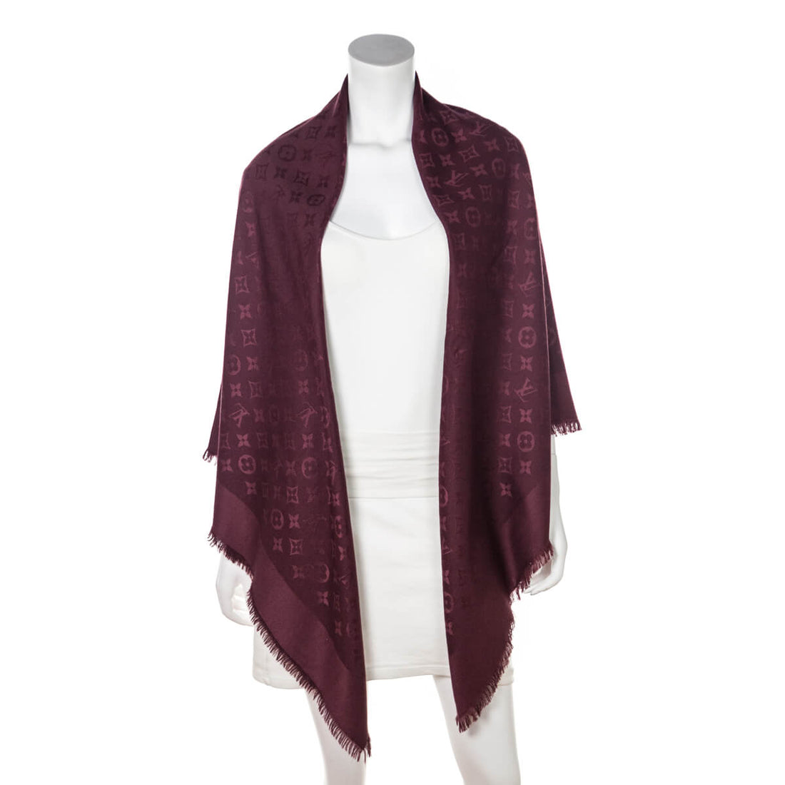 LV Burgundy Silk & Wool Monogram Classic Shawl - Handbags, Wallets & Cases