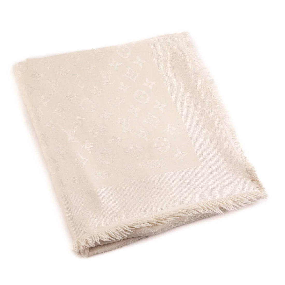 LV Ivory Silk & Wool Monogram Classic Shawl - Handbags, Wallets & Cases