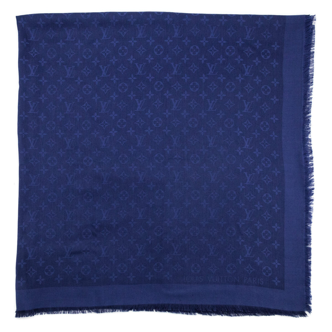 LV Navy Silk & Wool Monogram Classic Shawl - Handbags, Wallets & Cases