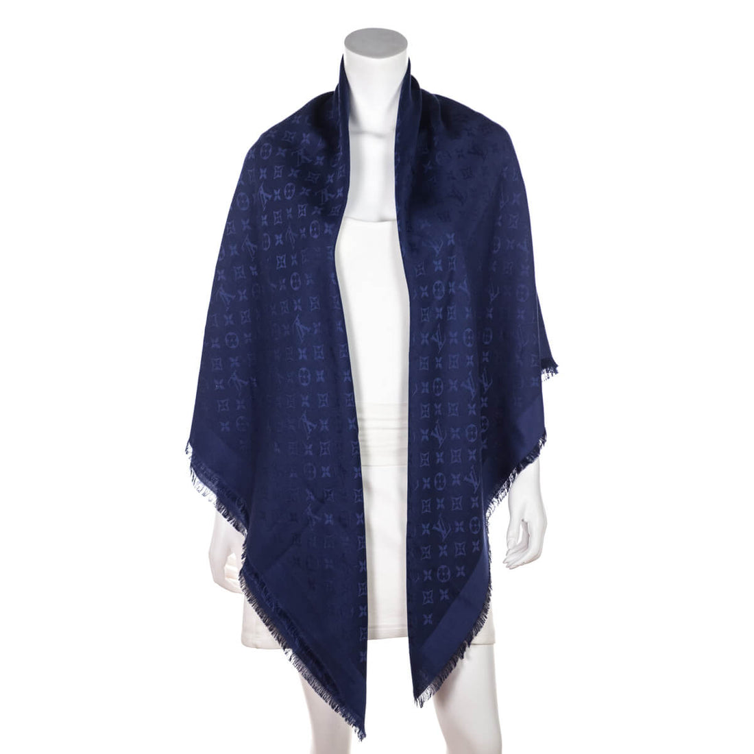 LV Navy Silk & Wool Monogram Classic Shawl - Handbags, Wallets & Cases