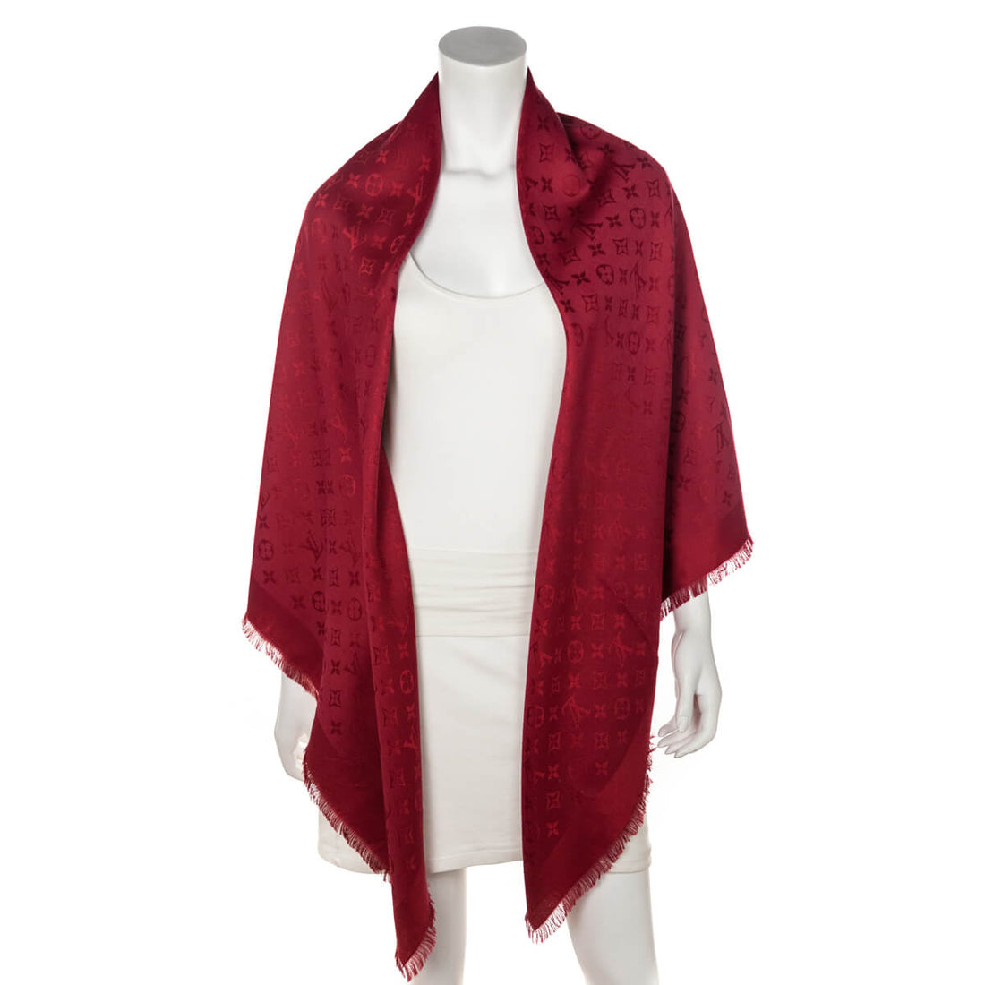 LV Red Silk & Wool Monogram Classic Shawl - Handbags, Wallets & Cases
