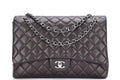CHANEL CLASSIC FLAP MAXI SINGLE FLAP (1401xxxx) BROWN CAVIAR LEATHER, SILVER HARDWARE, WITH , DUST COVER & BOX - Bags