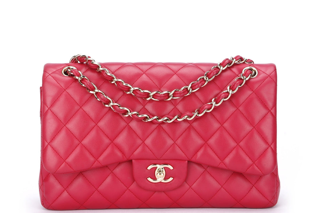 Chanel Classic Flap (2195xxxx) Jumbo Size, Pink Color Lambskin, Light Gold Hardware, no  & Dust Cover - Bags