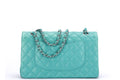 CHANEL CLASSIC DOUBLE FLAP (1641xxxx) MEDIUM GREEN LAMBSKIN LEATHER, SILVER CHAIN, WITH , DUST COVER & BOX - Bags - 2