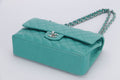 CHANEL CLASSIC DOUBLE FLAP (1641xxxx) MEDIUM GREEN LAMBSKIN LEATHER, SILVER CHAIN, WITH , DUST COVER & BOX - Bags - 3
